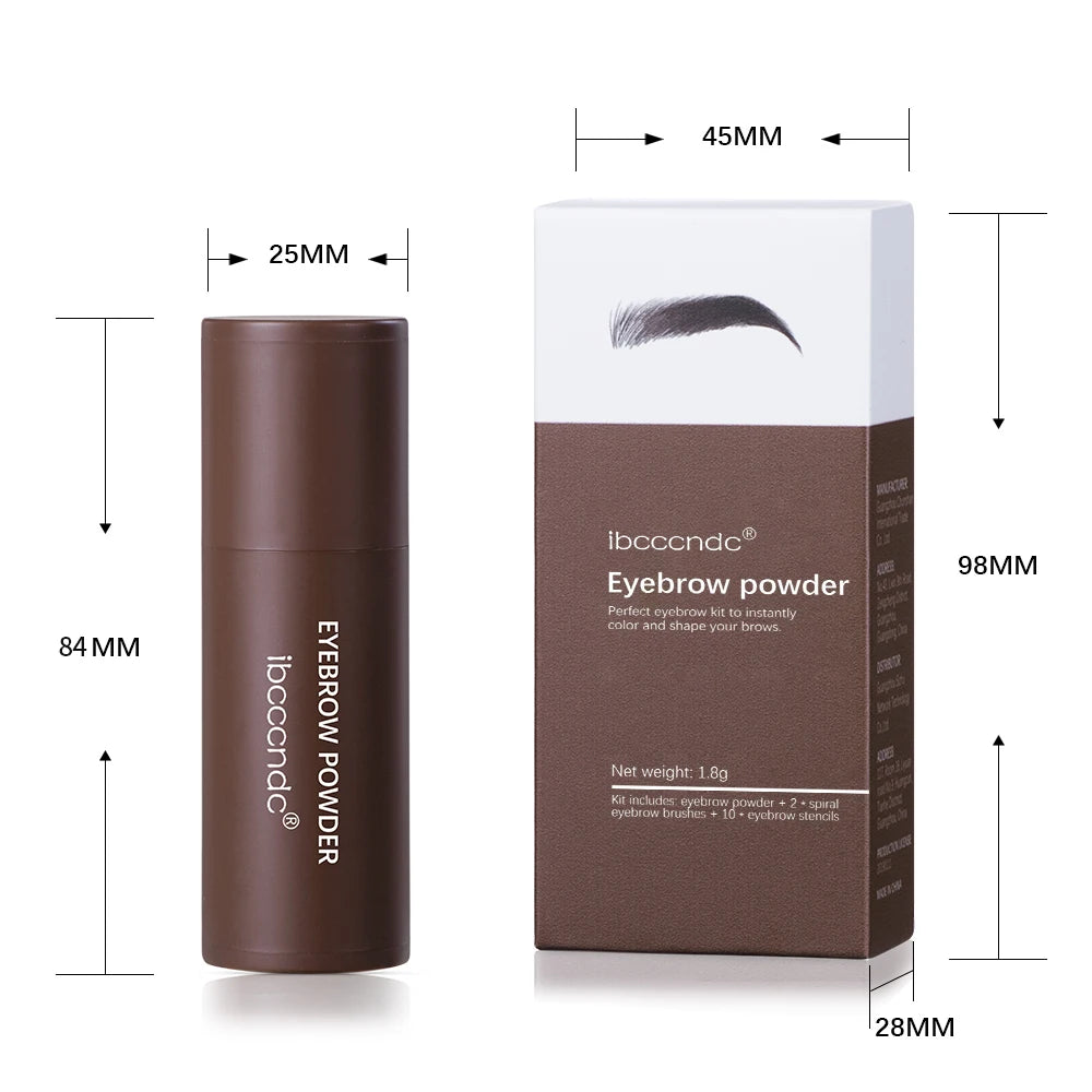 Dimensions du tampon à sourcils et de sa boîte