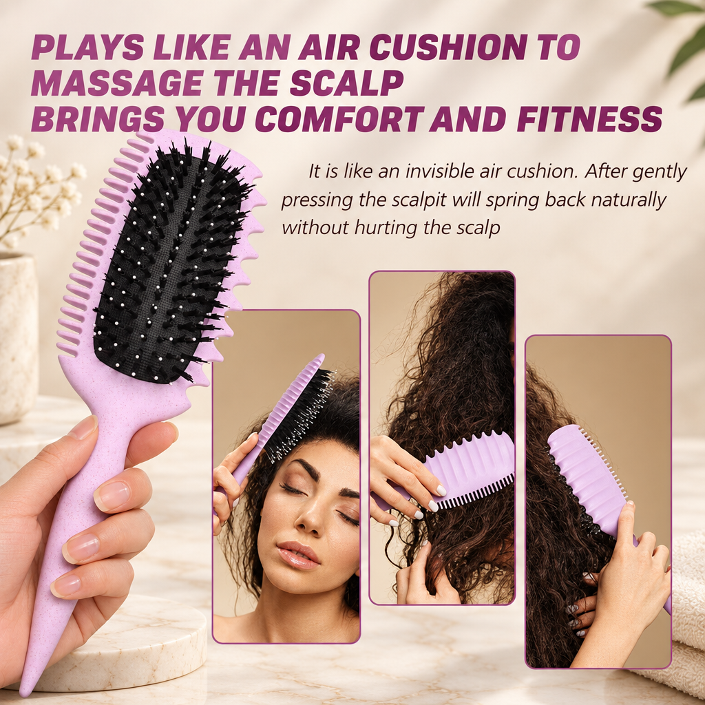 Brosse à boucles coussin d'air – démêle et définit sans tirer