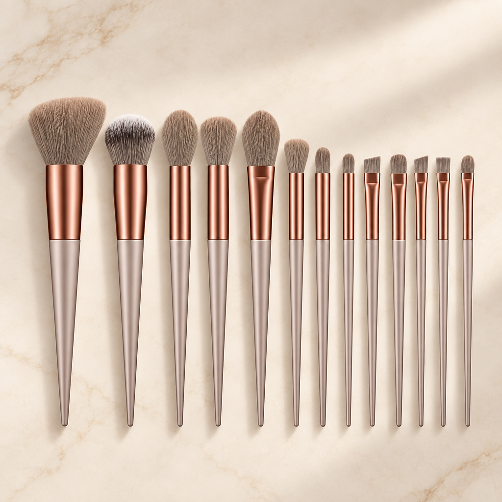 Set de 13 pinceaux de maquillage doux et moelleux + pochette